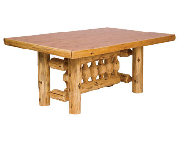 Traditional Cedar Log Solid Wood Base Dining Table