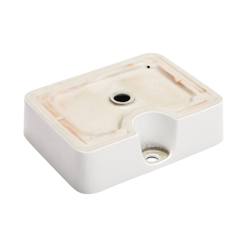 19"L X15"W Ceramic Rectangle Bathroom Sink Vessel Sink Art Basin with Faucet Hole, 16"L x 12"W