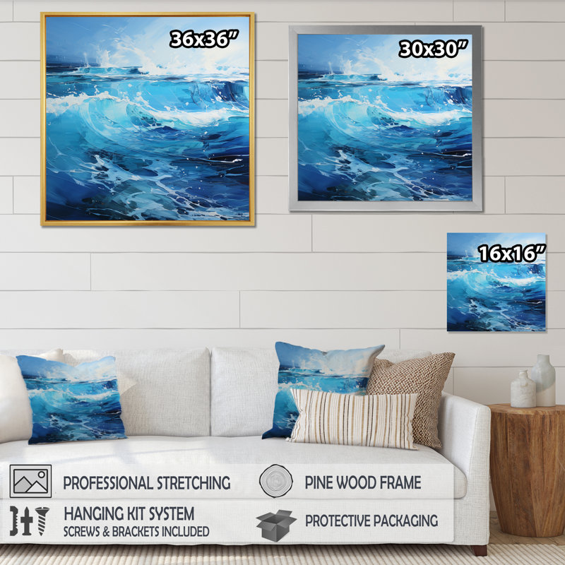 Raju Blue Infinity of the Ocean III - impression, H 24 po x l 24 po x P 1 po, Cadre flottant blanc