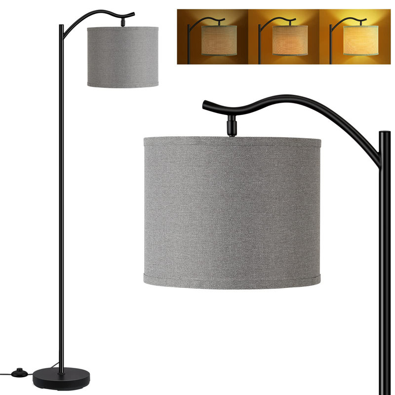 Nikkolas 63'' LED Arched Floor Lamp, Black, Gray