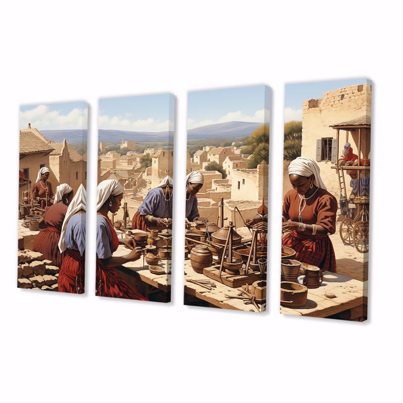 Art tribal africain, art haoussa 4 pièces, H 28 po x l 48 po