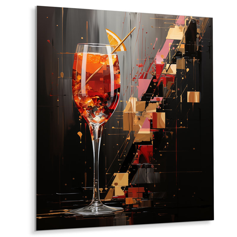 Red Regal Ruby Cocktail Brilliance - Art mural en métal cocktails, H 20 po x l 12 po x P 1 po