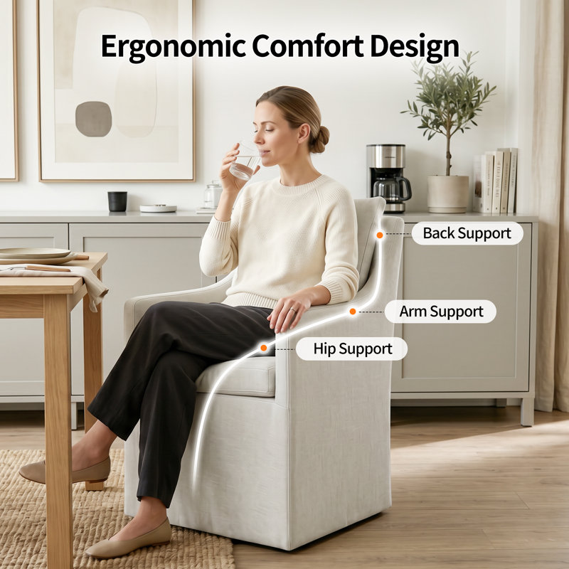 Modern Linen Upholstered Swivel Barrel Accent Chair