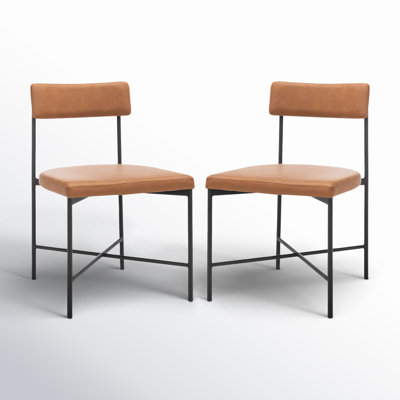 20'' H Leather Upholstered Metal Armchair