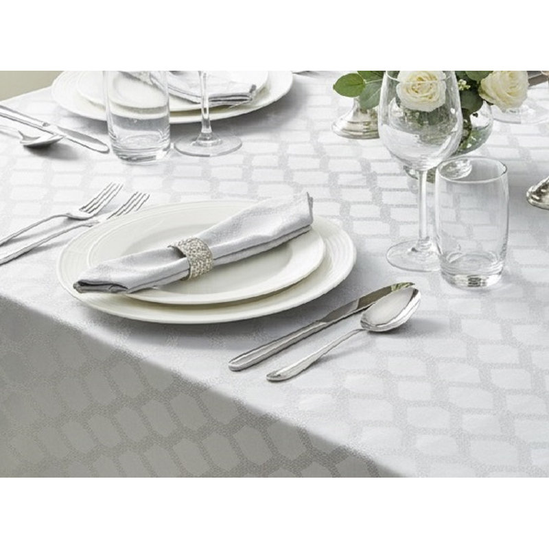 Waterside 9pc Geo Tablecloth Set, Silver