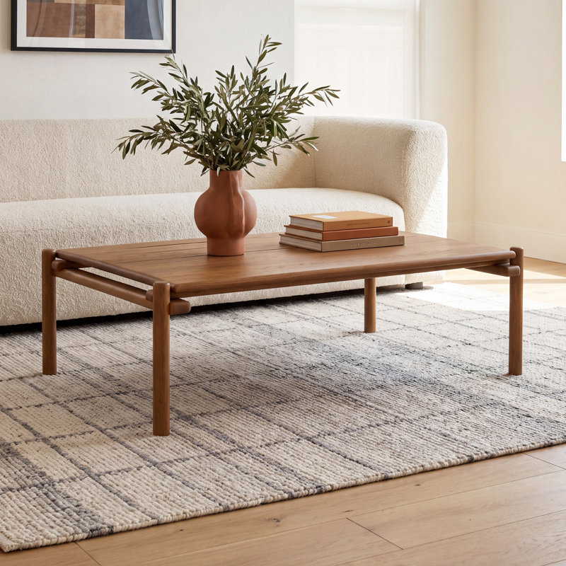 Katherine Riven Oak Wood Rectangular Coffee Table