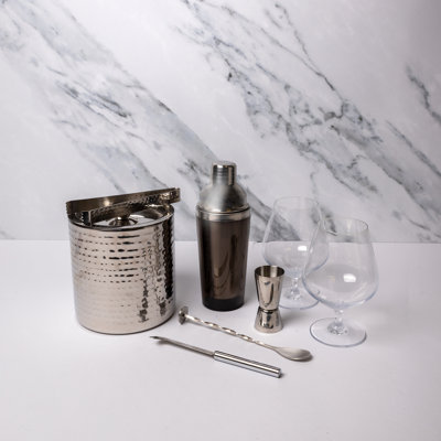 Barcraft Gin Cocktail Set And Small Hammered Ice Bucket