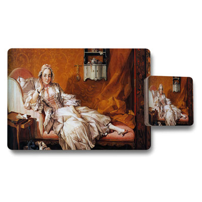 Forest Landscape Placemats And Coasters Set With Vintage Painting Design