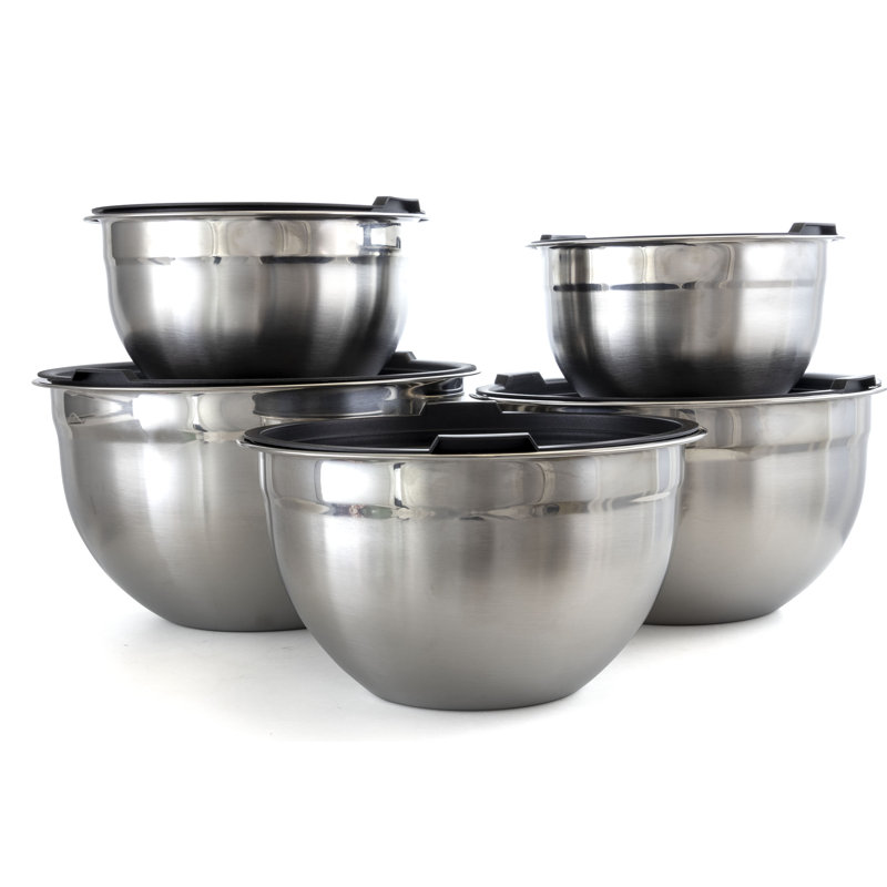 MegaChef 5 Piece Stainless Steel Mixing Bowl Set with Lids