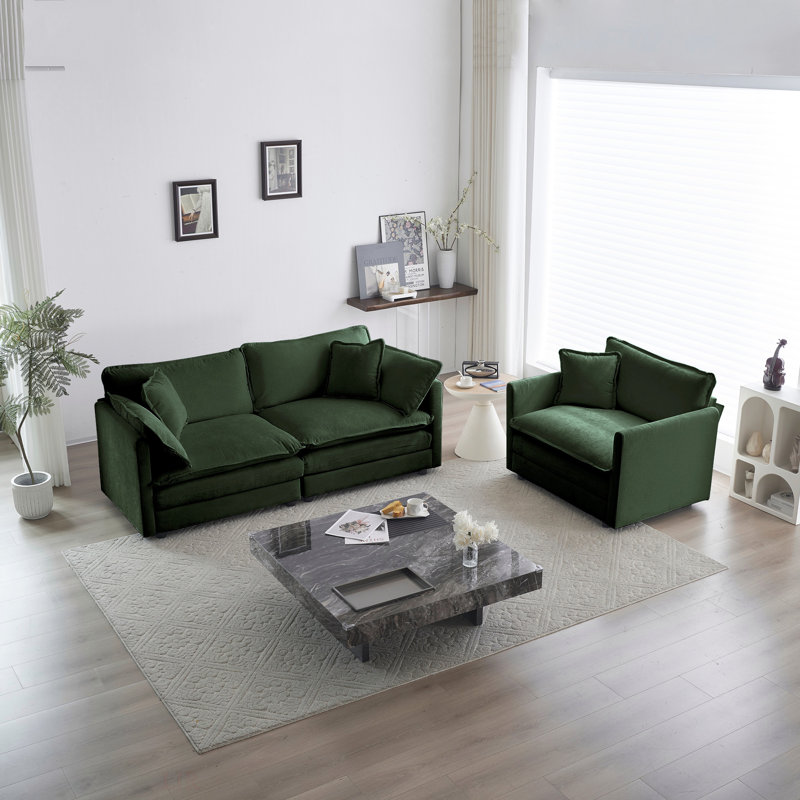 Canapé modulaire en chenille, Vert