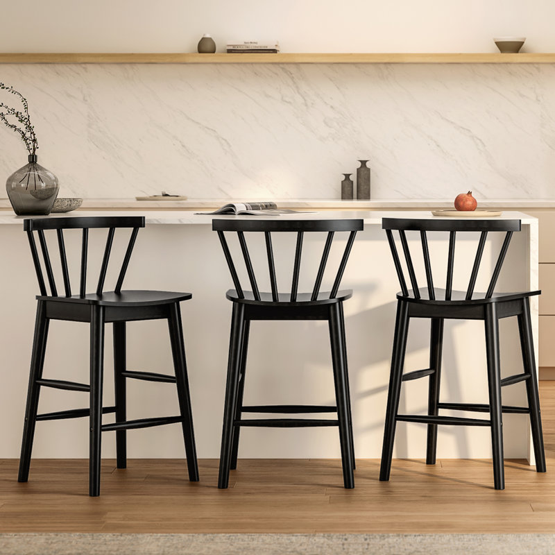 Tabouret de comptoir moderne Windsor - bois massif et capacité de 300 lb, Noir