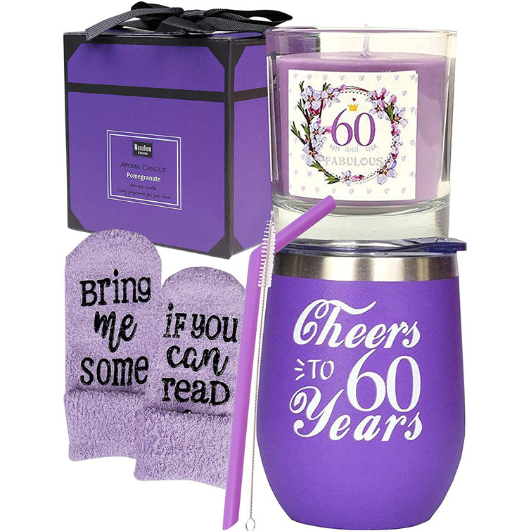 60th Birthday Tumbler - 60 Years Fabulous - Stainless Steel Tumbler Cup  with Straw and Lid - Insulated Mug for Mom Birthday - 60th Birthday Party