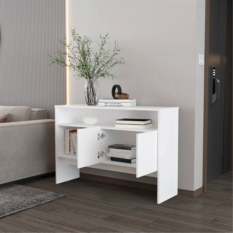 Stylish Console Table With Ample Storage And Display Options For A Clutter-Free And Elegant Living Space, White