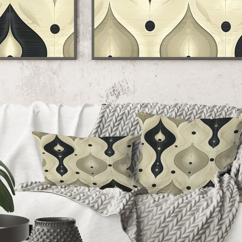 Coussin lombaire gris Mid-Century Ogee
