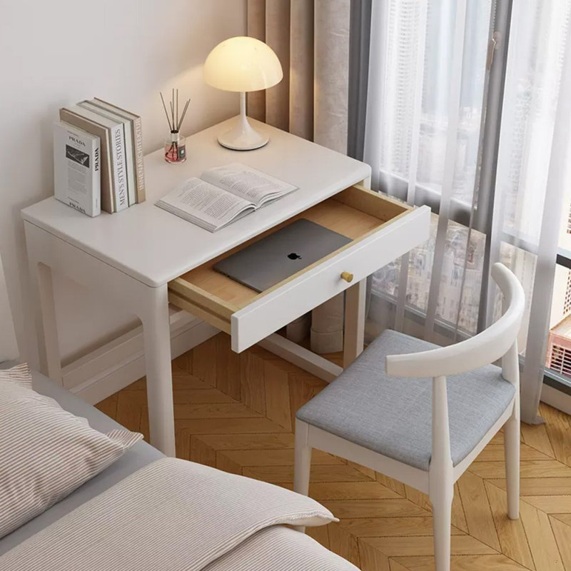 Rectangular Solid Wood desks, 29.53" H x 27.56" W x 19.69" D, White