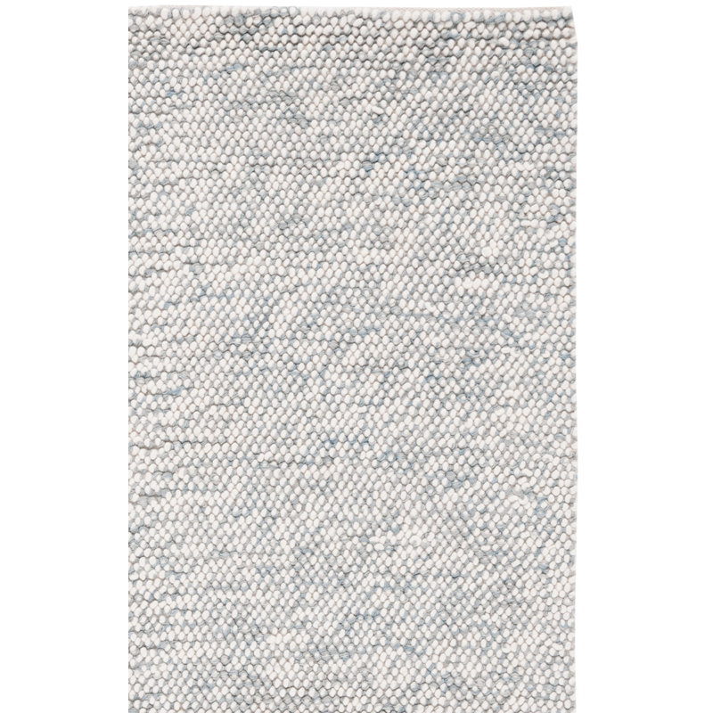 Tapis gris / ivoire à motif géométrique fabriqué à la main Almus, Rectangle 2 pi x 3 pi
