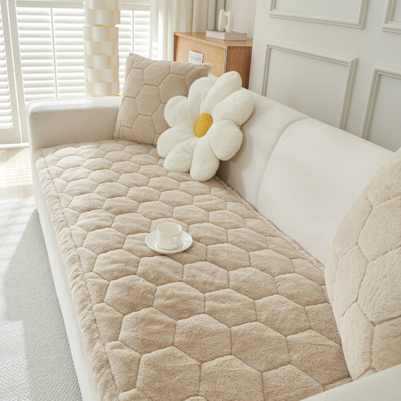 Housse pour canapé en peluche de vison ultra doux, L 35,5 po x P 83 po, Fausse fourrure brune
