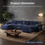 Canapé modulable 4 places sans structure avec 2 poufs amovibles, canapé de sol en velours capitonné, mousse haute densité 32D, livré monté, bleu-1810669123