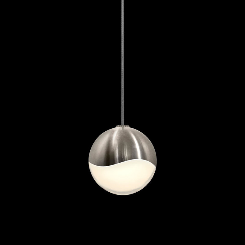 2.5" Satin Nickel and Glass Globe LED Pendant Light