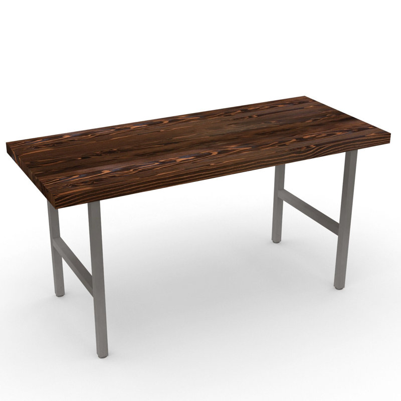 Braddock Solid Wood Top Metal Base Dining Table, Chestnut, 108" H x 42" W x 42" D