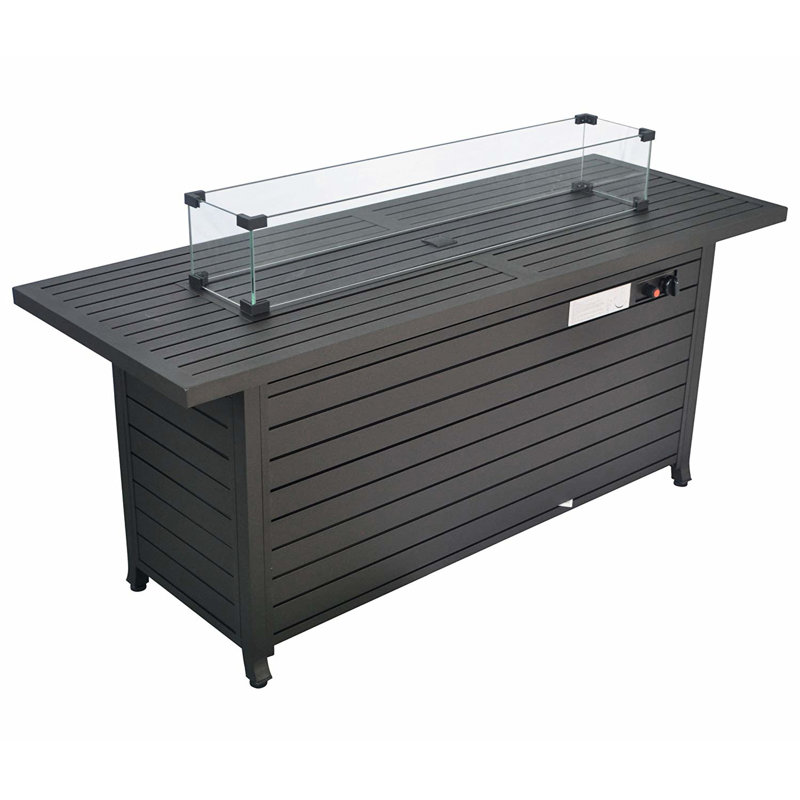 Table de foyer rectangulaire 50000BTU, 57 po au propane, avec couvercle et pare-vent, acier bronze, transformez votre jardin en un endroit magique, terrasse, terrain de camping, propane, 50000BTU, créez serein
