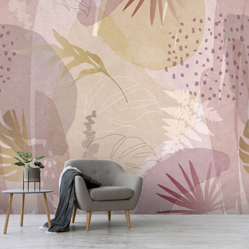 Superfresco Easy Abstract Leaf Print To Order Fixed Size 2.8m x 3m Mural, Pink