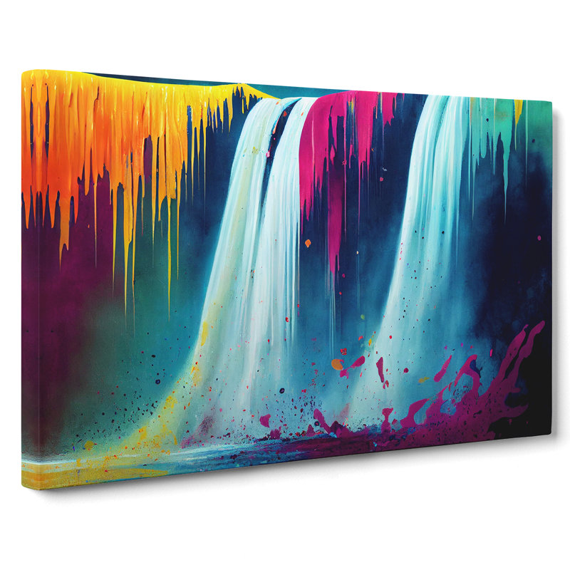 Waterfall Paint Splatter Vol.4 Abstract - Wrapped Canvas, 40cm H x 60cm W x 3cm D