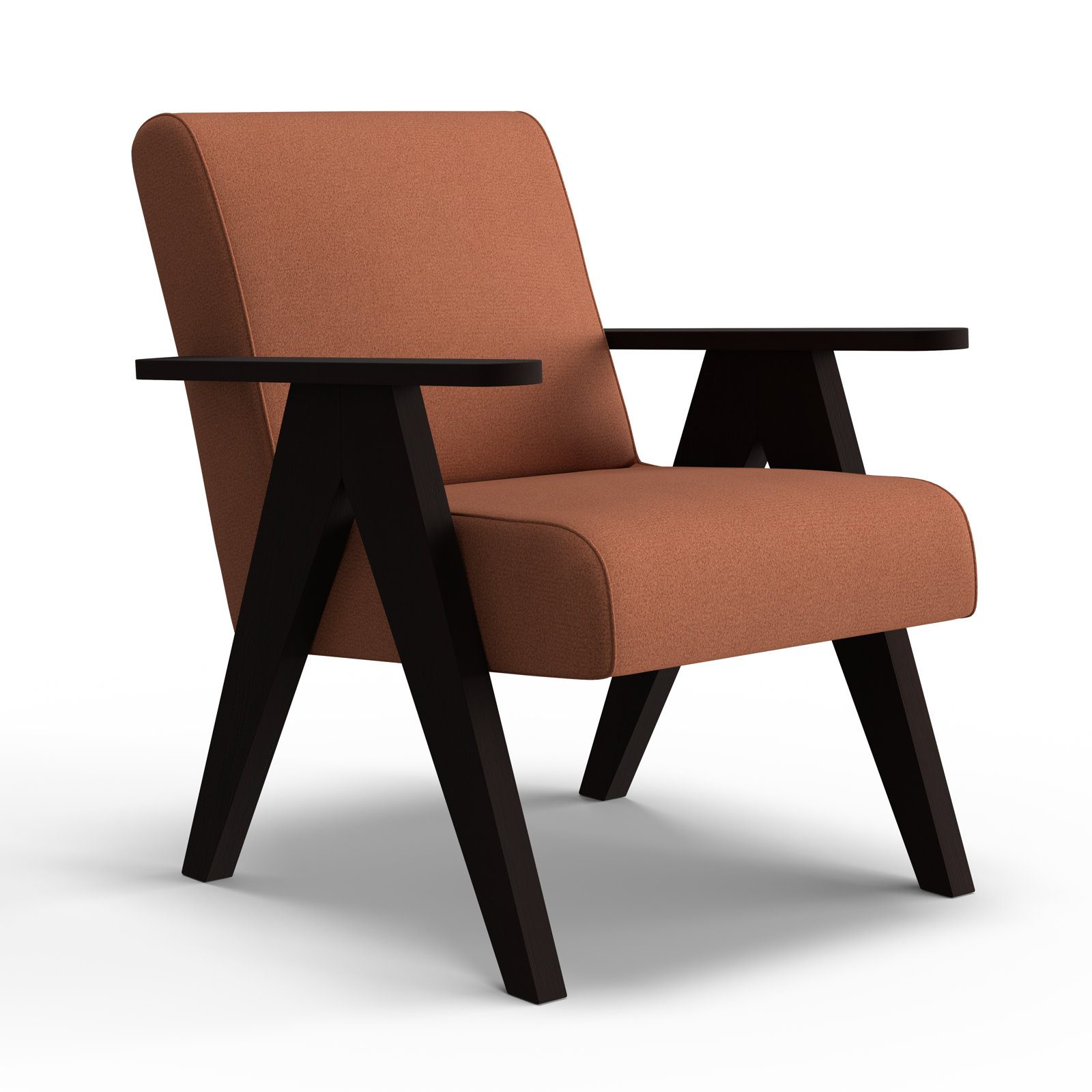 Luna Upholstered Jeanneret Accent Chair, Rosewood, Espresso