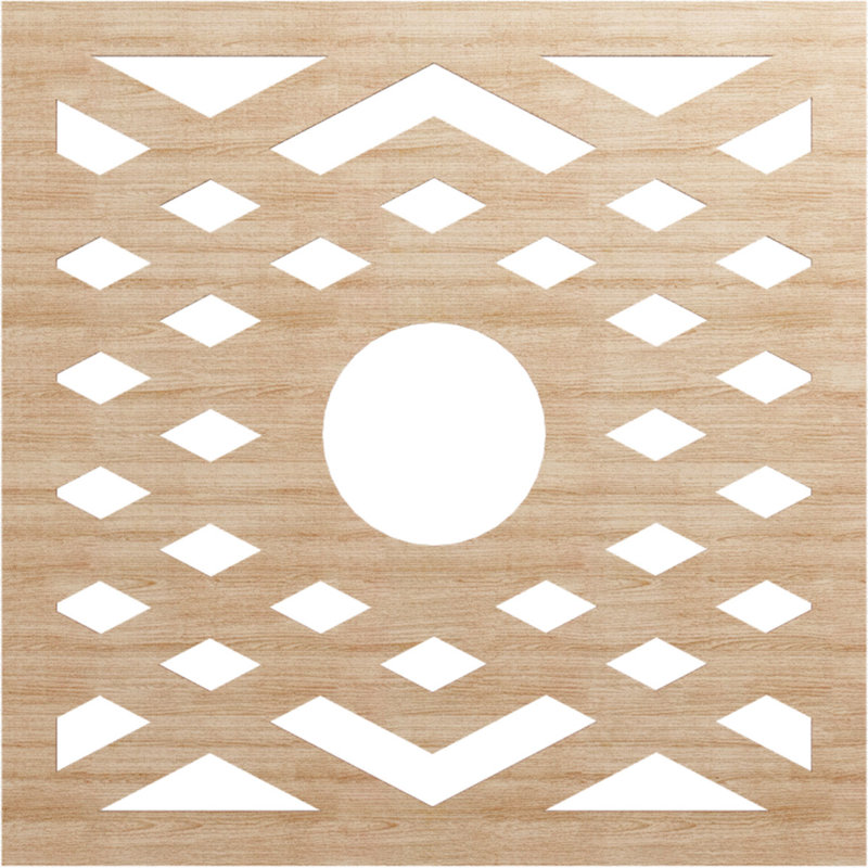 Médaillon de plafond à chevrons, H 34 po x l 34 po x P 0,38 po, Aulne
