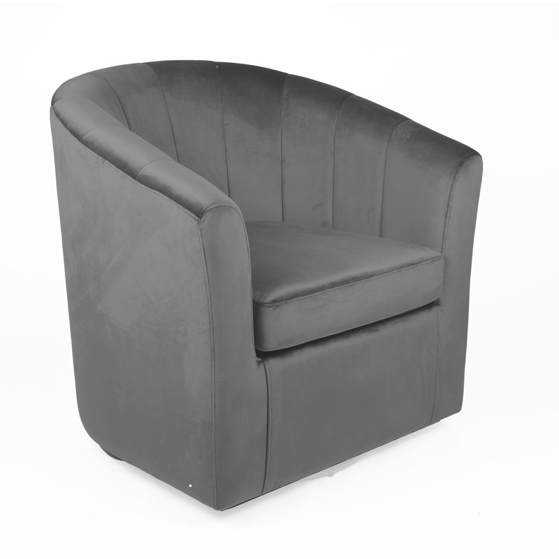 Velvet Swivel Barrel Chair, Dark Grey