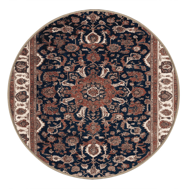 Tapis brun lavable à la machine, Rond 7 pi