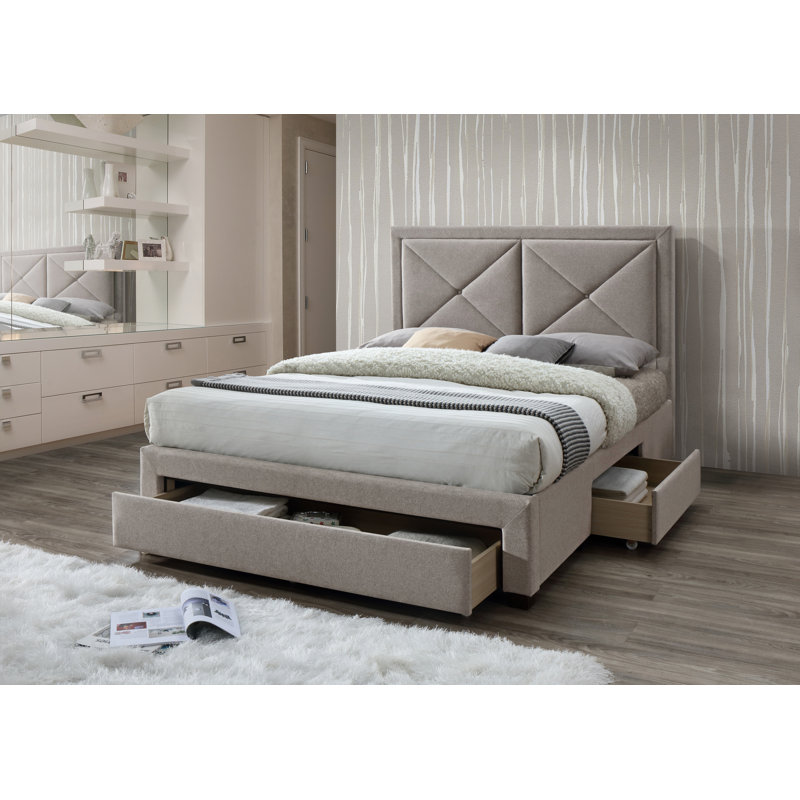 Hariz Upholstered Storage Bed, Double (4'6), Mink