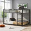 Lit superposé double au-dessus de double avec échelle intégrée, fabrication en métal massif au fini noir mat pour la chambre à coucher