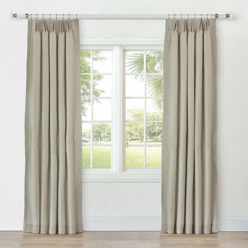 Reverie Striped Curtain Panel In Sand, 40" W x 84" L, Ivory