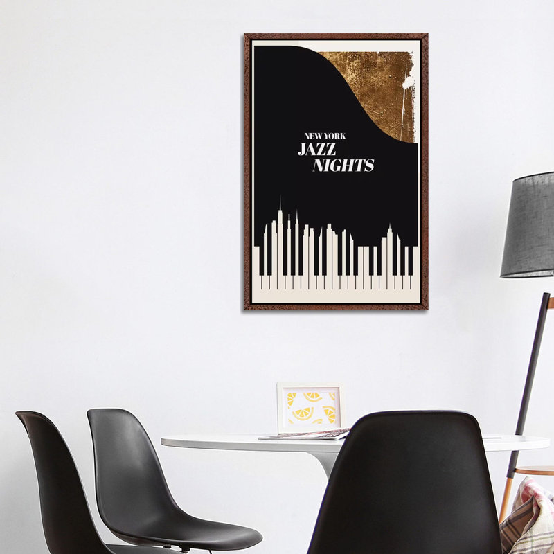 Jazz Nights 1 Piece Wall Art on Canvas, 101.6cm H x 66.04cm W x 3.81cm D, Classic Brown Wood Floater Framed