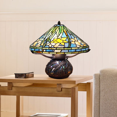 Tiffany Style Daffodil Table Lamp With Mosaic Base