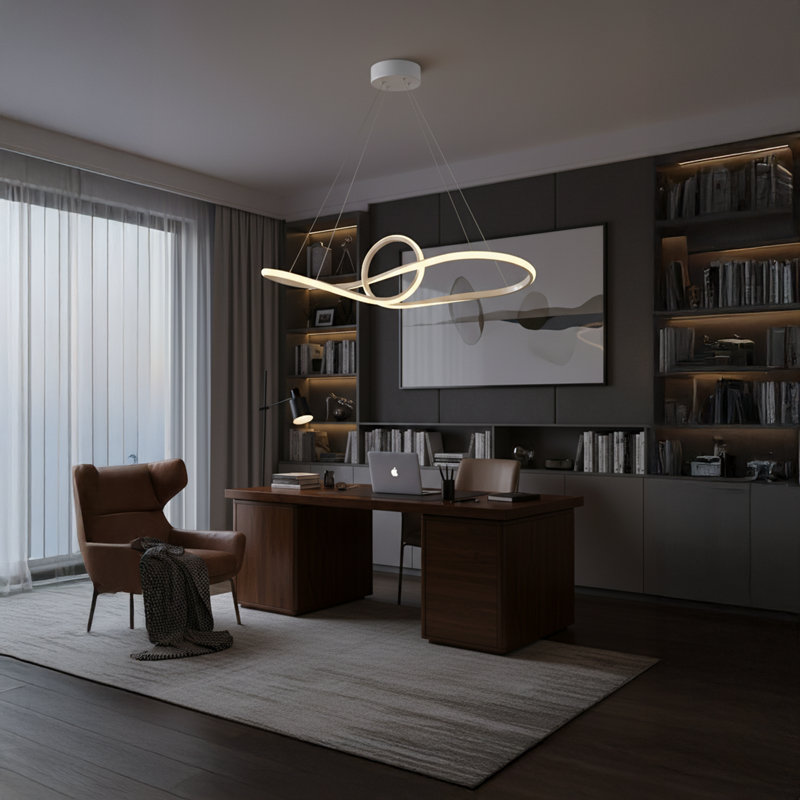 Modern White Wave LED Chandelier – Adjustable Height, 4000 Kelvins