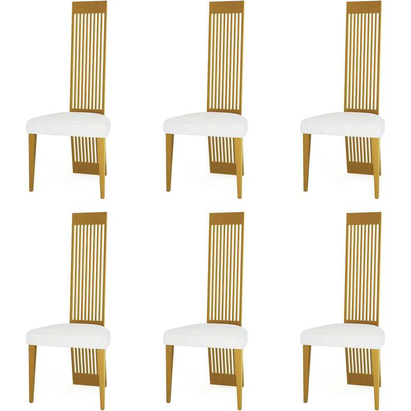 Chaises de salle à manger blanches avec pieds argentés, 6, Gold