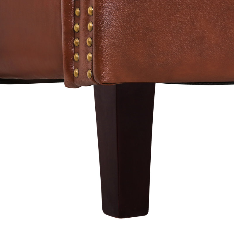 Fauteuil inclinable en cuir véritable Kindalyn, Red Brown