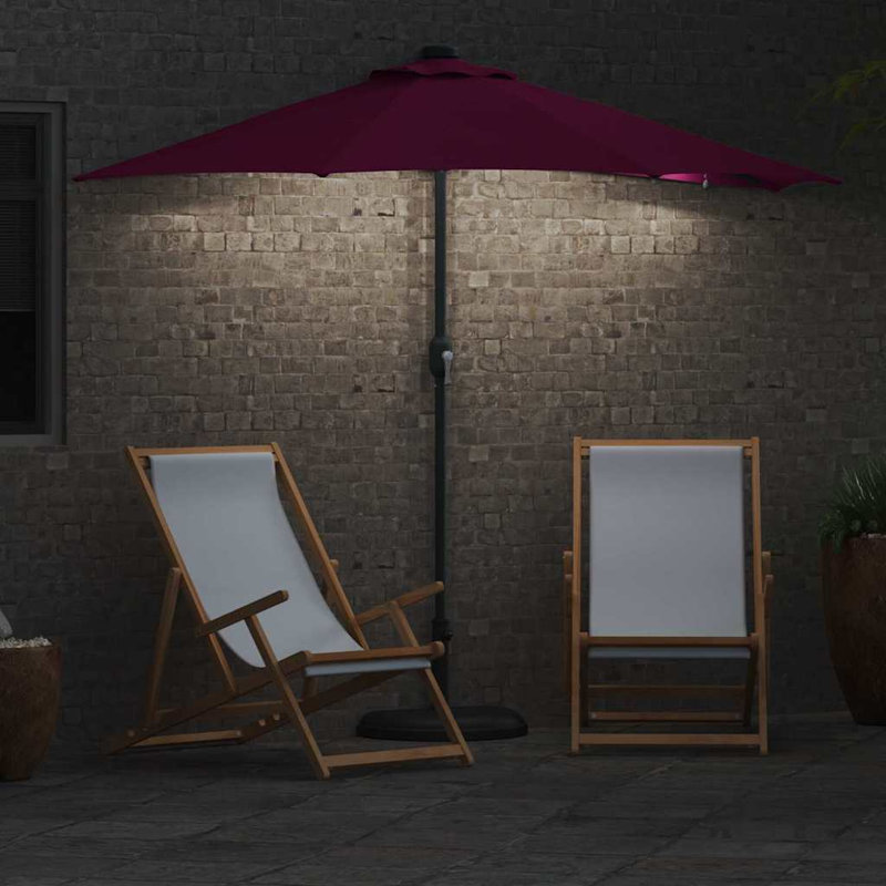 Garden Parasol Polyester and Steel Outdoor Umbrella Patio Sunshade, 223cm H x 150cm W x 150cm D, Red
