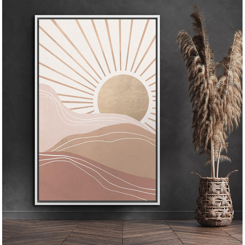 Rayons de soleil sur la chaîne de montagnes, Blanc, H 24 po x l 16 po x P 1,5 po