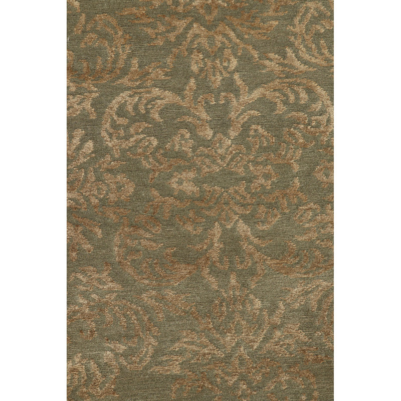 Rug & Kilim’S European Style Rug In Green With Arabesque Patterns In Beige-Brown