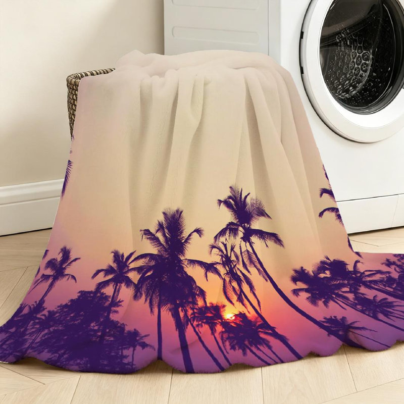 Jeté transparent en flanelle de molleton ultra doux, imprimé palmiers Sunset, Throw 30" x 40"