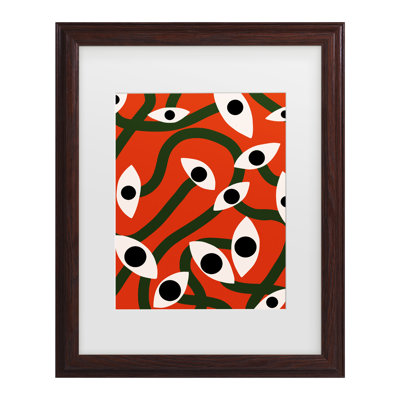 Little Dean  Evil Eyes Blossom In Red Matted Framed Art
