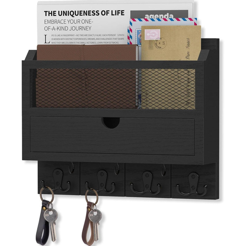 Wood Wall Organizer, Black