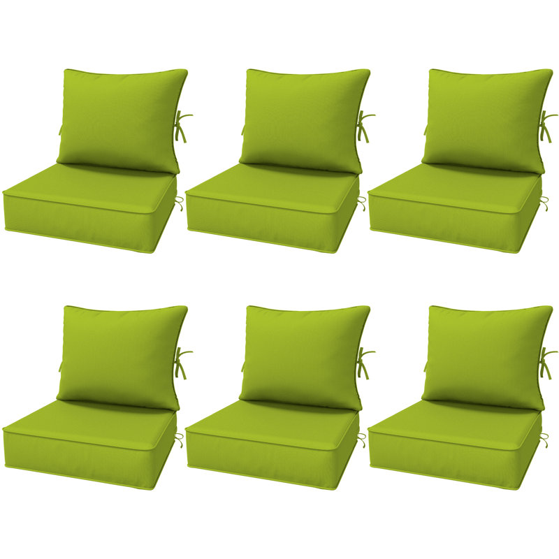 6.5″ Outdoor Replacement Cushion Set, Deep Seating Seat / Back Cushion Set, Grass Green