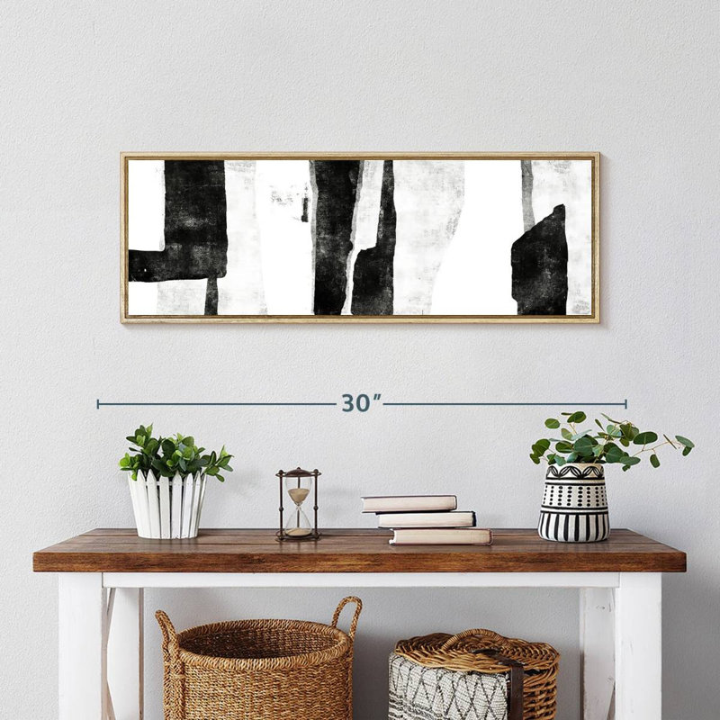 Blanc à noir Wildman II, Cadre flottant en bois naturel, 28 po x 10 po
