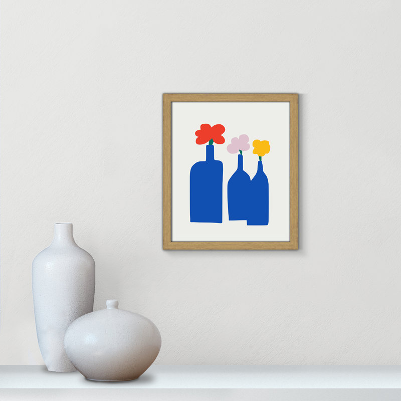 «Bold Blooms Trio Print» par Dean, Grain de bois naturel, L 13 po x H 15 po, Impression encadrée