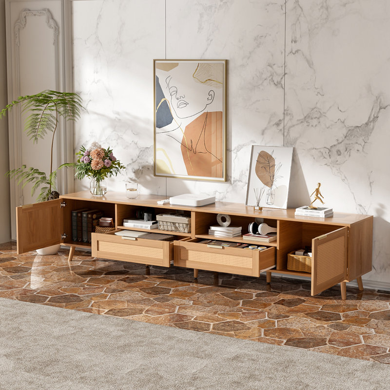 Meuble télé en rotin pour téléviseur de 90 po ou moins