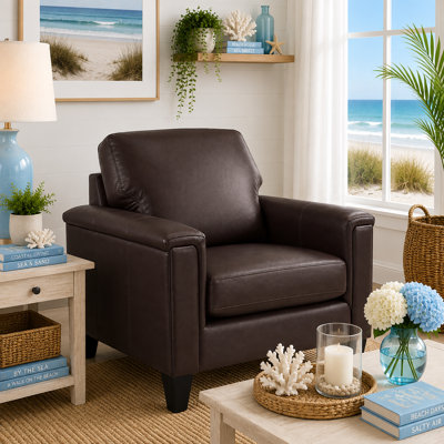 Fauteuil en cuir fleur 37 po Benson